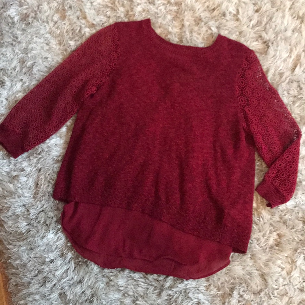 Lucky Brand red 3/4 length sweater
